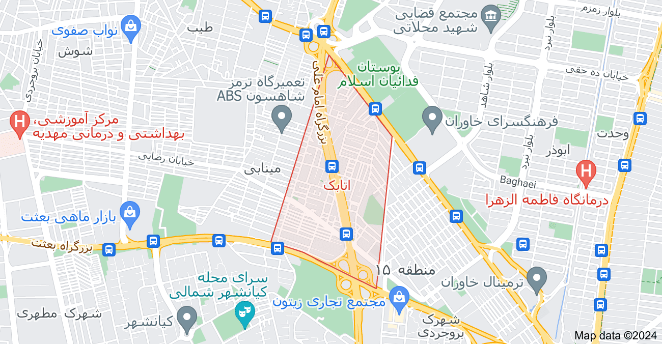 نقشه منطقه اتابک تهران